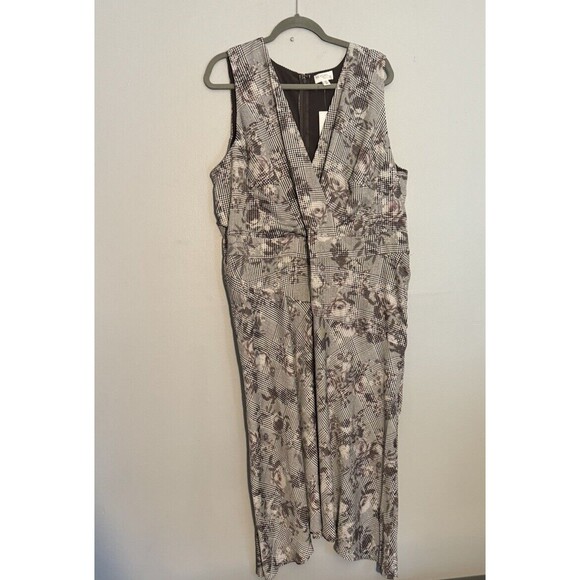 Morgan Taylor Ladies Floral V-neck Sleeveless‎ Maxi Dress 20w Asymmetric Hem - Picture 1 of 5